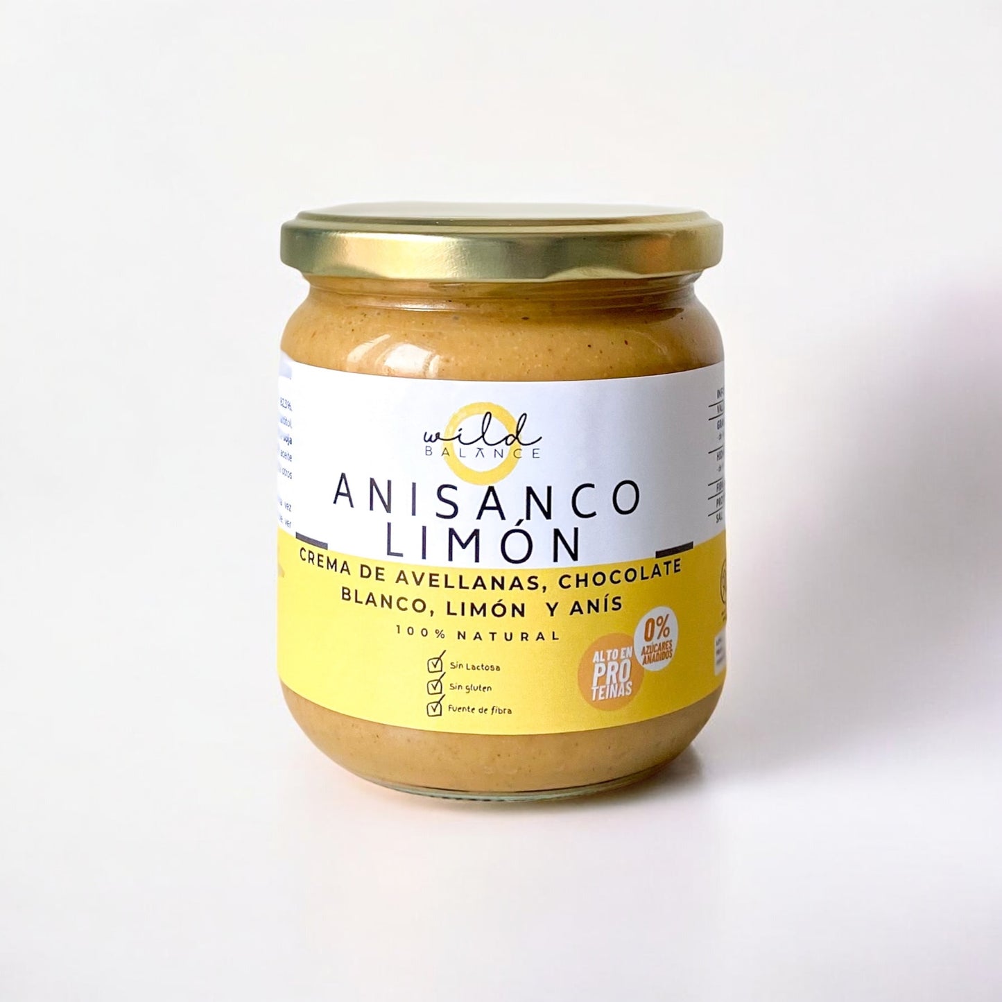 AVELLANCO LIMÓN - Crema de avellanas, chocolate blanco sin azúcar, limón y anís 100% natural y saludable - 350 gr