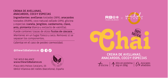 CHAI - Crema de Avellanas, Anacardos, Coco y Especias 100% natural - 350 gr