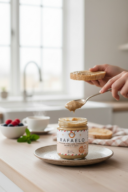RAFAELO - Crema de Avellanas, Chocolate Blanco (sin azúcar) y coco rallado 100% natural