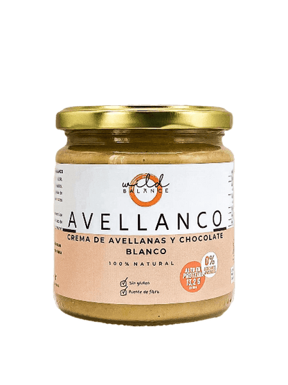 AVELLANCO - Crema de avellanas y chocolate blanco sin azúcar 100% natural - 350 gr